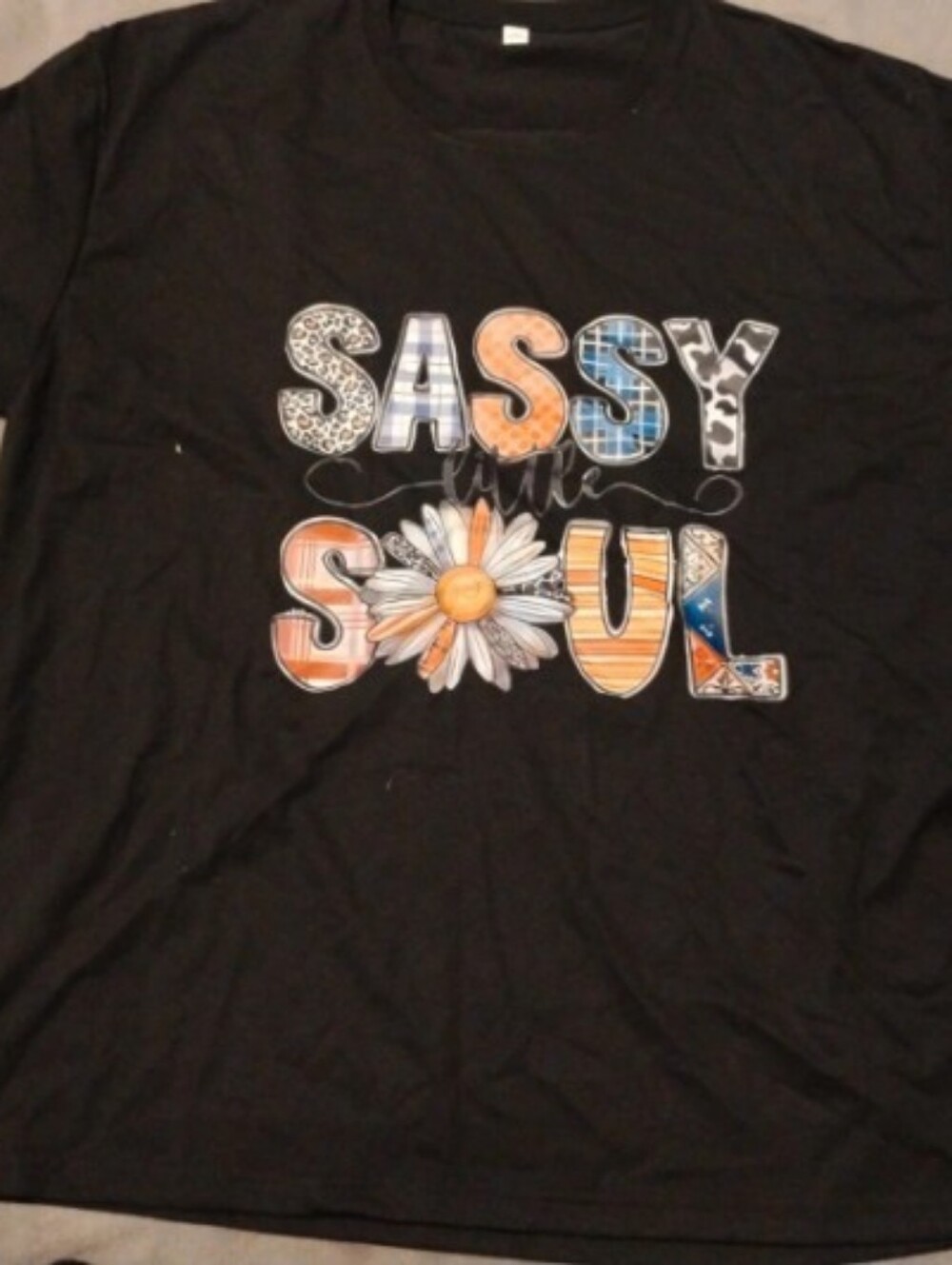 Sassy Soul Daisy Leopard Print Graphic Tee T-Shirt Women's - 2XL